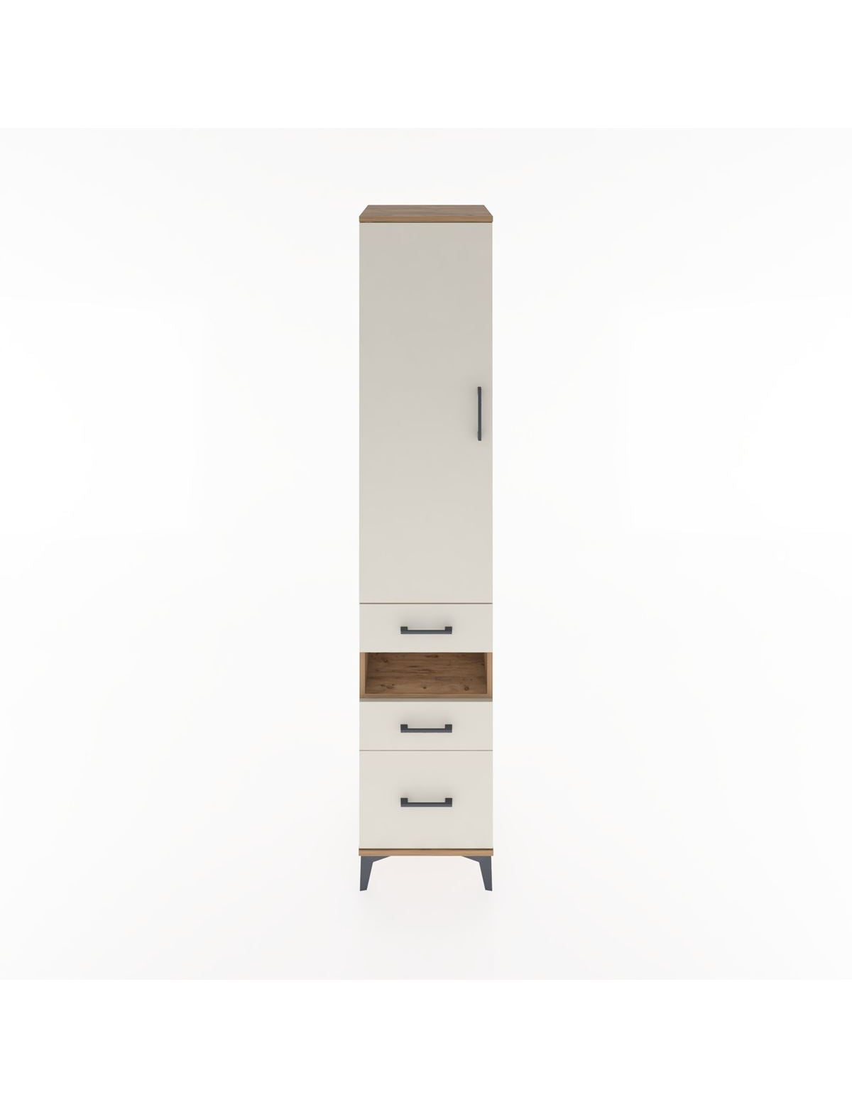 Hyperion Dolap 3 Raflı 3 Çekmeceli Tek Askılı 44x44x221 Çam-Aytaşı