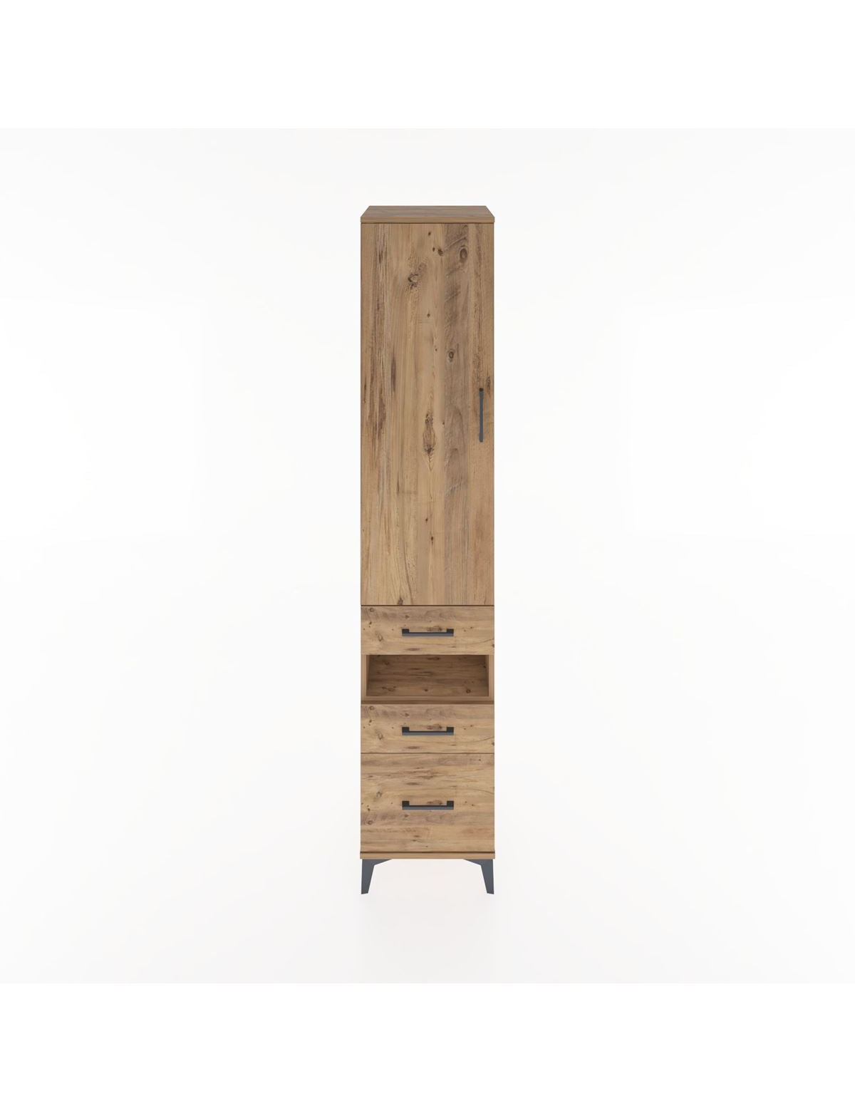 Hyperion Dolap 3 Raflı 3 Çekmeceli Tek Askılı 44x44x221 Çam-Çam