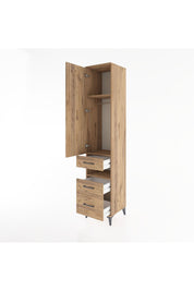 Hyperion Dolap 3 Raflı 3 Çekmeceli Tek Askılı 44x44x221 Çam-Çam