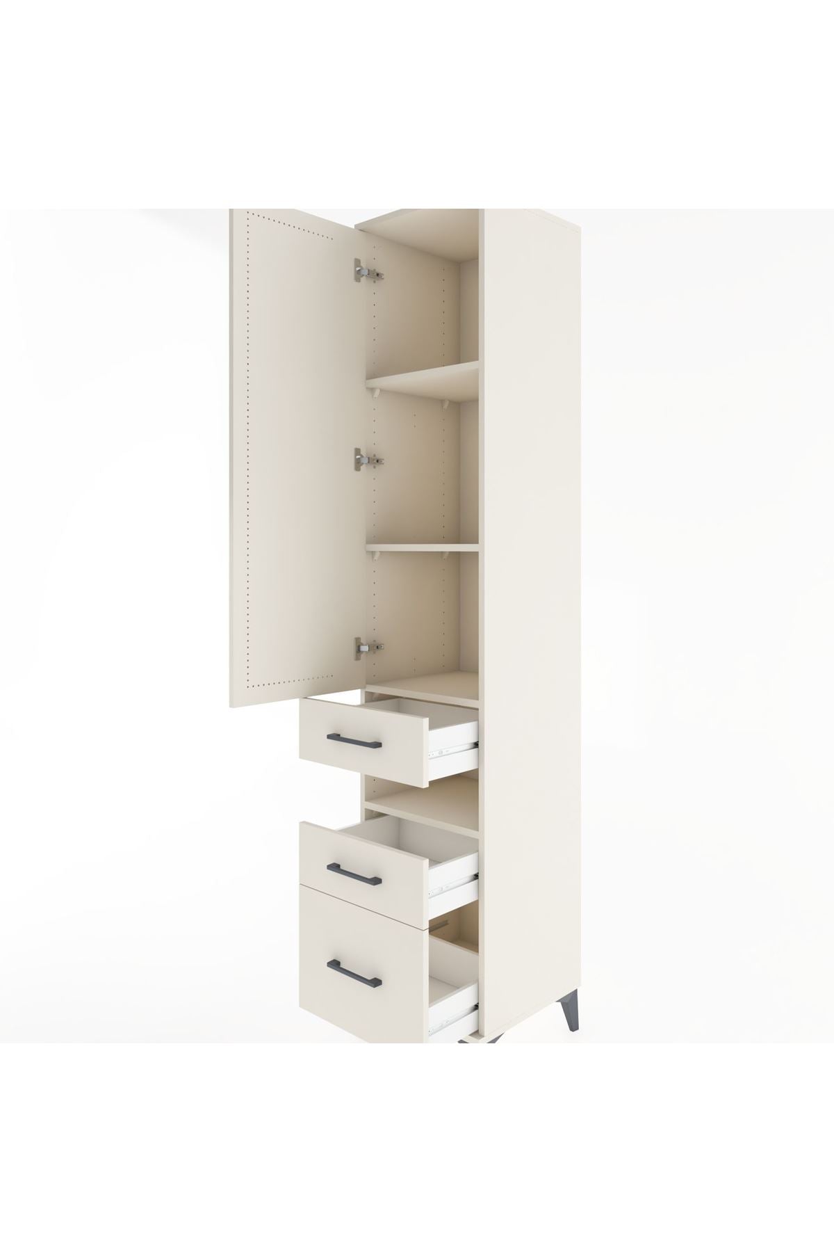 Hyperion Dolap 4 Raflı 3 Çekmeceli Tek Kapaklı 44x44x221 Aytaşı-Aytaşı