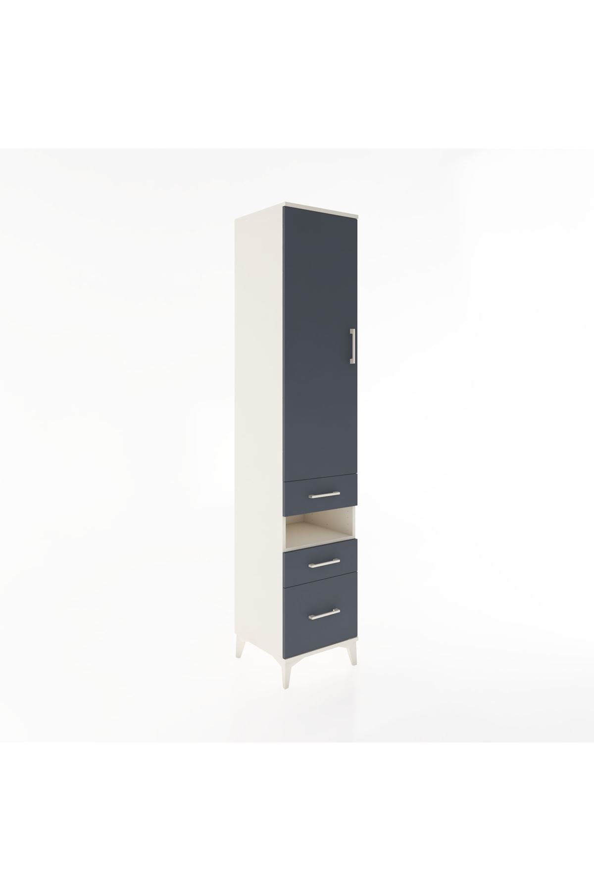 Hyperion Dolap 4 Raflı 3 Çekmeceli Tek Kapaklı 44x44x221 Aytaşı-Antrasit