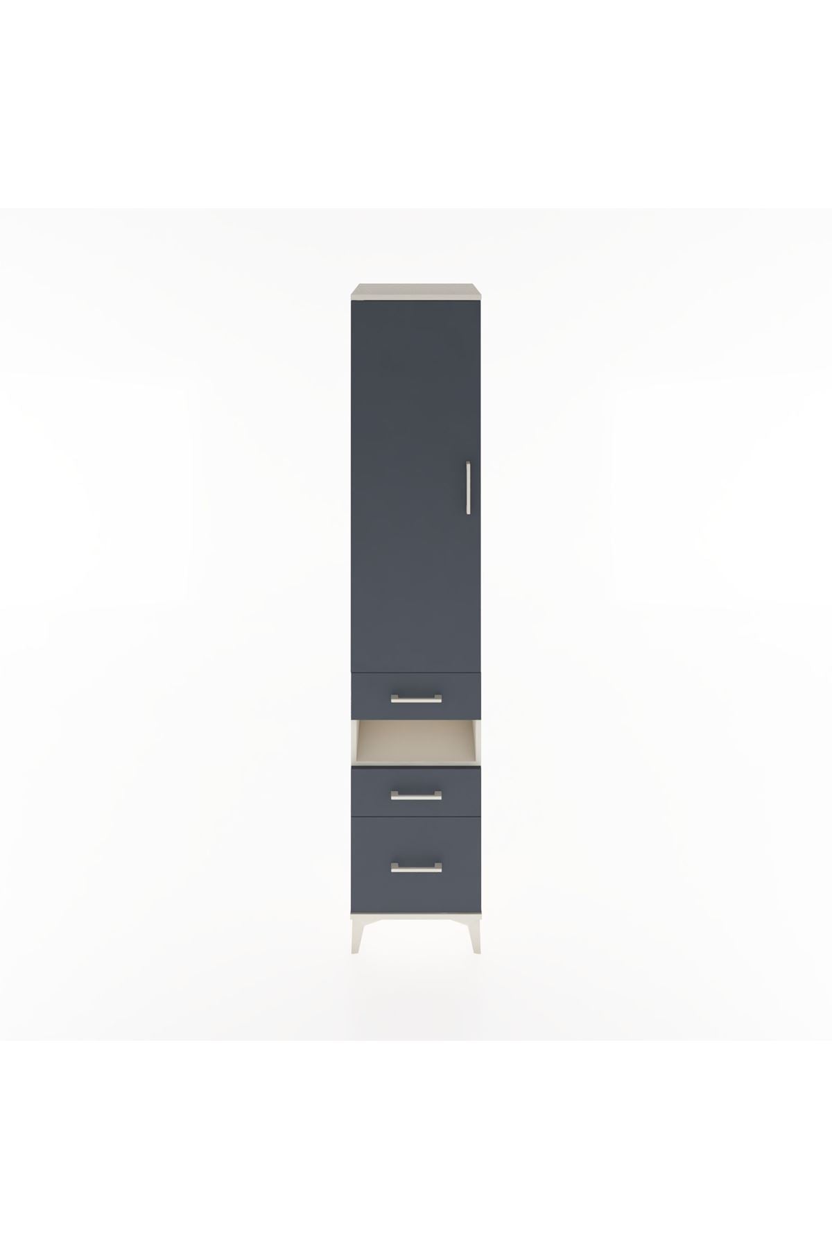 Hyperion Dolap 4 Raflı 3 Çekmeceli Tek Kapaklı 44x44x221 Aytaşı-Antrasit