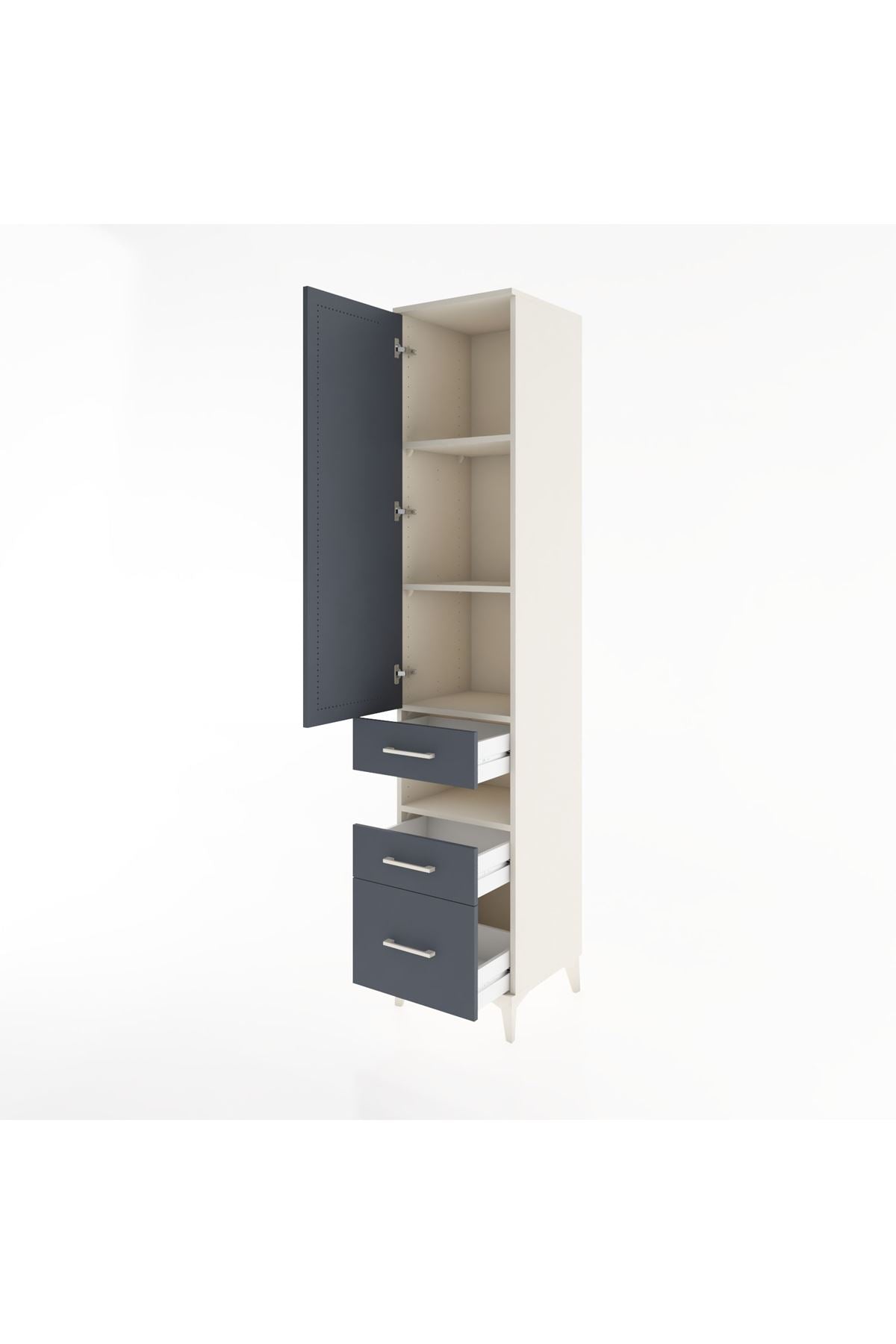 Hyperion Dolap 4 Raflı 3 Çekmeceli Tek Kapaklı 44x44x221 Aytaşı-Antrasit