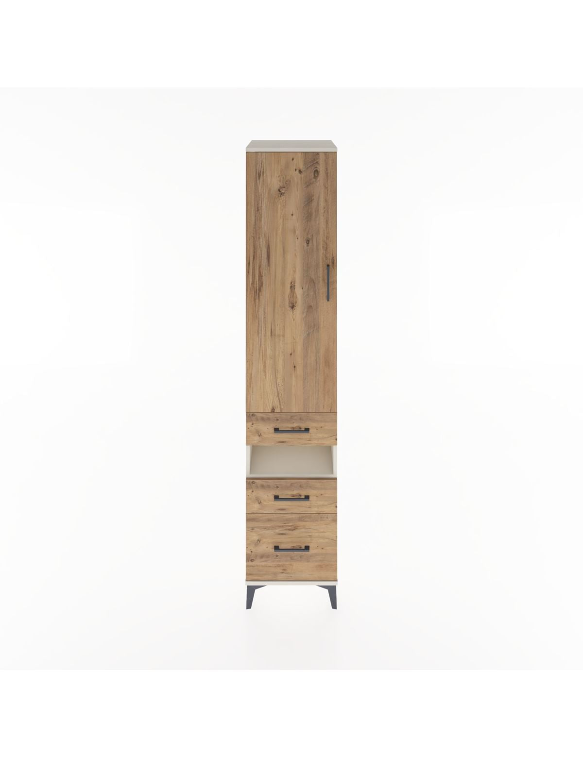 Hyperion Dolap 4 Raflı 3 Çekmeceli Tek Kapaklı 44x44x221 Aytaşı-Çam