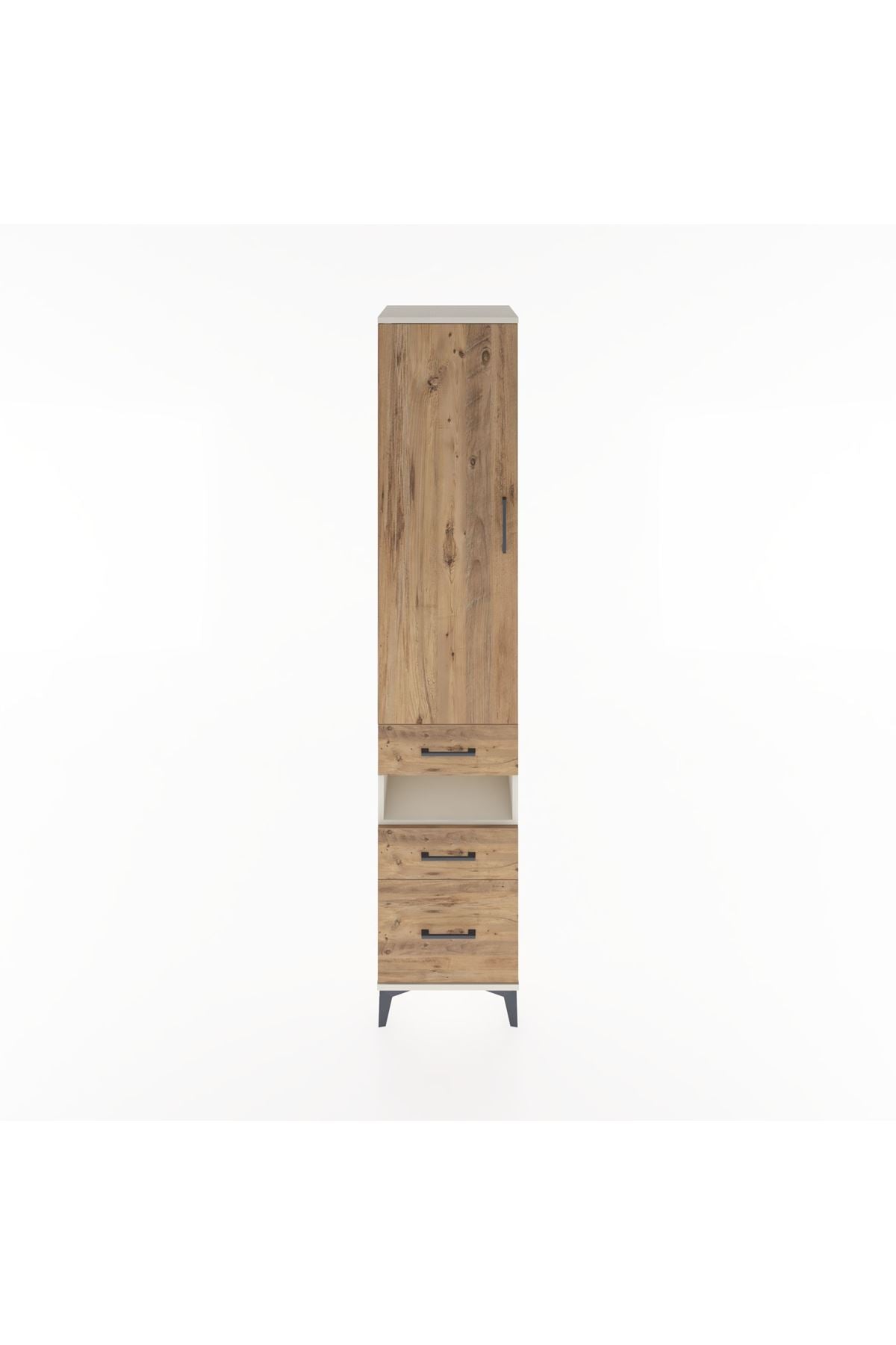 Hyperion Dolap 4 Raflı 3 Çekmeceli Tek Kapaklı 44x44x221 Aytaşı-Çam