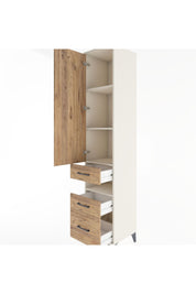 Hyperion Dolap 4 Raflı 3 Çekmeceli Tek Kapaklı 44x44x221 Aytaşı-Çam