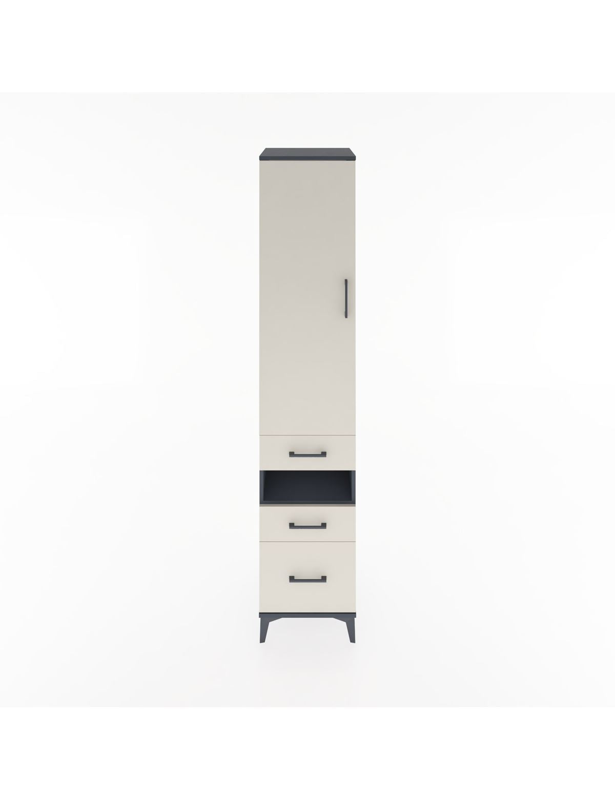 Hyperion Dolap 4 Raflı 3 Çekmeceli Tek Kapaklı 44x44x221 Antrasit-Aytaşı