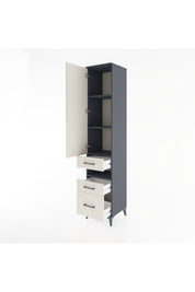 Hyperion Dolap 4 Raflı 3 Çekmeceli Tek Kapaklı 44x44x221 Antrasit-Aytaşı