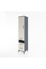 Hyperion Dolap 4 Raflı 3 Çekmeceli Tek Kapaklı 44x44x221 Antrasit-Aytaşı
