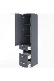 Hyperion Dolap 4 Raflı 3 Çekmeceli Tek Kapaklı 44x44x221 Antrasit-Antrasit