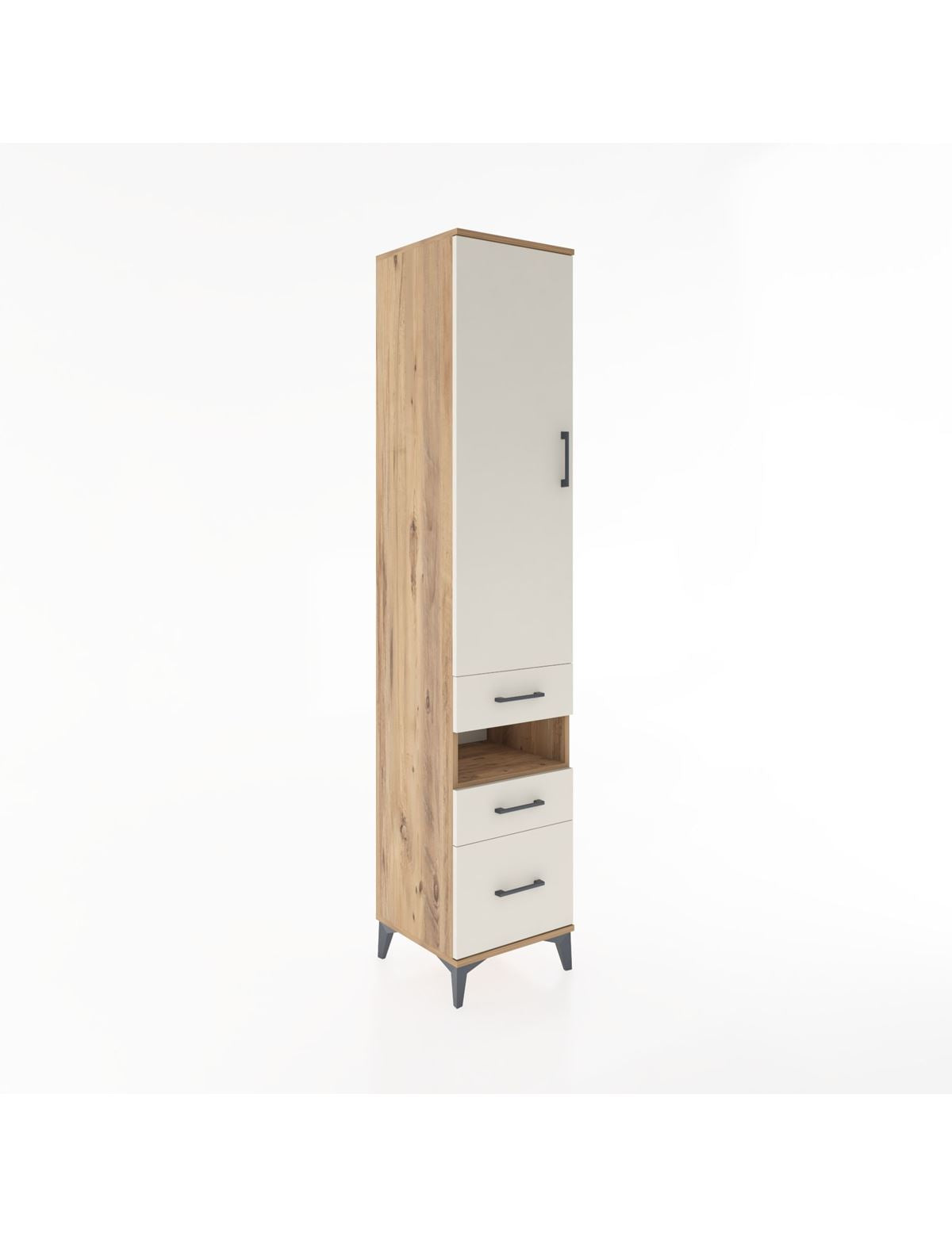 Hyperion Dolap 4 Raflı 3 Çekmeceli Tek Kapaklı 44x44x221 Çam-Aytaşı