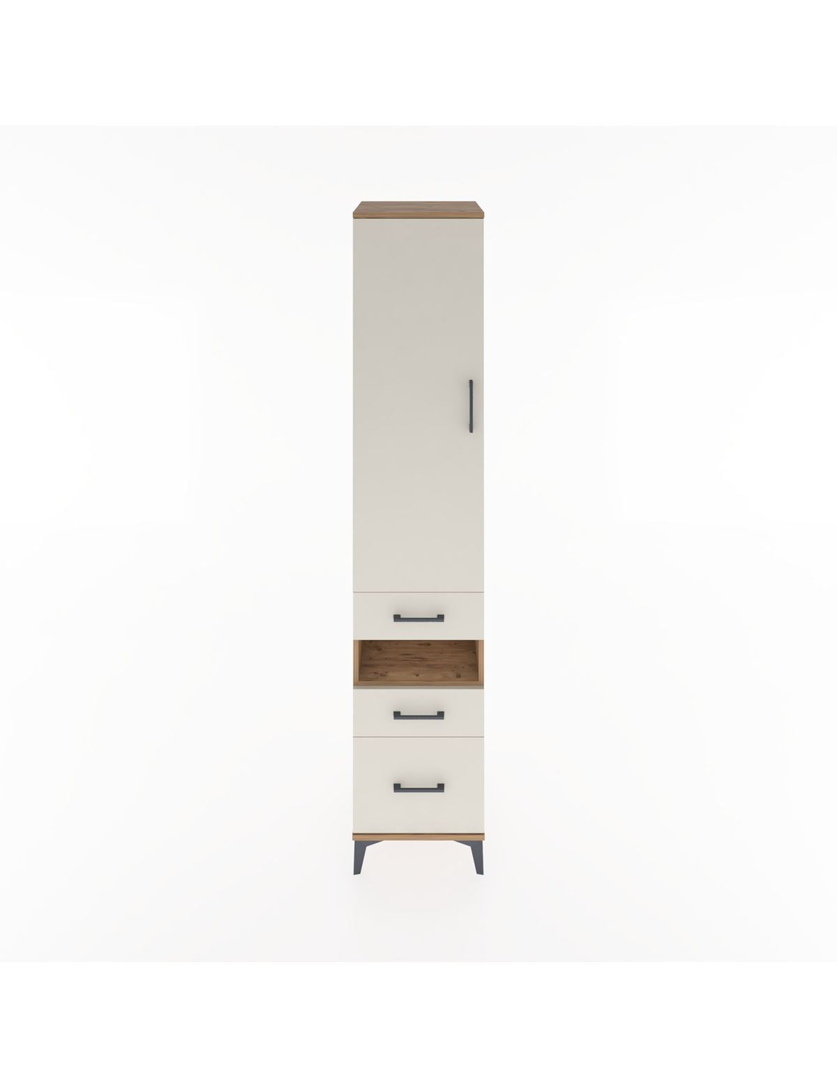 Hyperion Dolap 4 Raflı 3 Çekmeceli Tek Kapaklı 44x44x221 Çam-Aytaşı