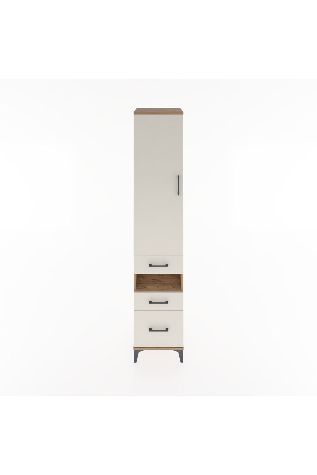 Hyperion Dolap 4 Raflı 3 Çekmeceli Tek Kapaklı 44x44x221 Çam-Aytaşı