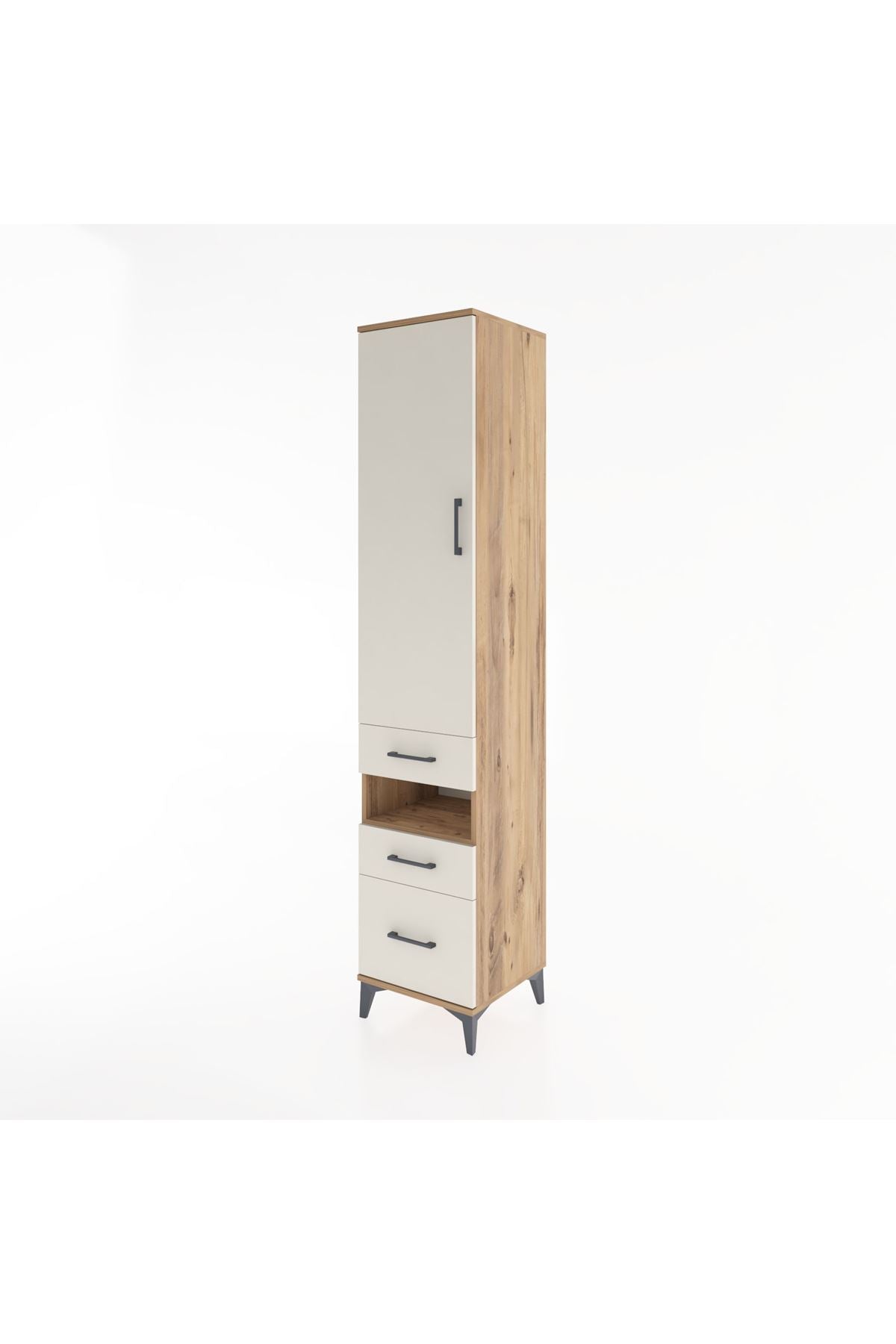 Hyperion Dolap 4 Raflı 3 Çekmeceli Tek Kapaklı 44x44x221 Çam-Aytaşı