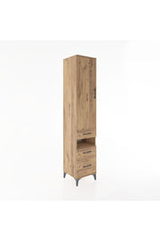 Hyperion Dolap 4 Raflı 3 Çekmeceli Tek Kapaklı 44x44x221 Çam-Çam