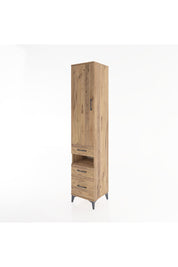 Hyperion Dolap 4 Raflı 3 Çekmeceli Tek Kapaklı 44x44x221 Çam-Çam