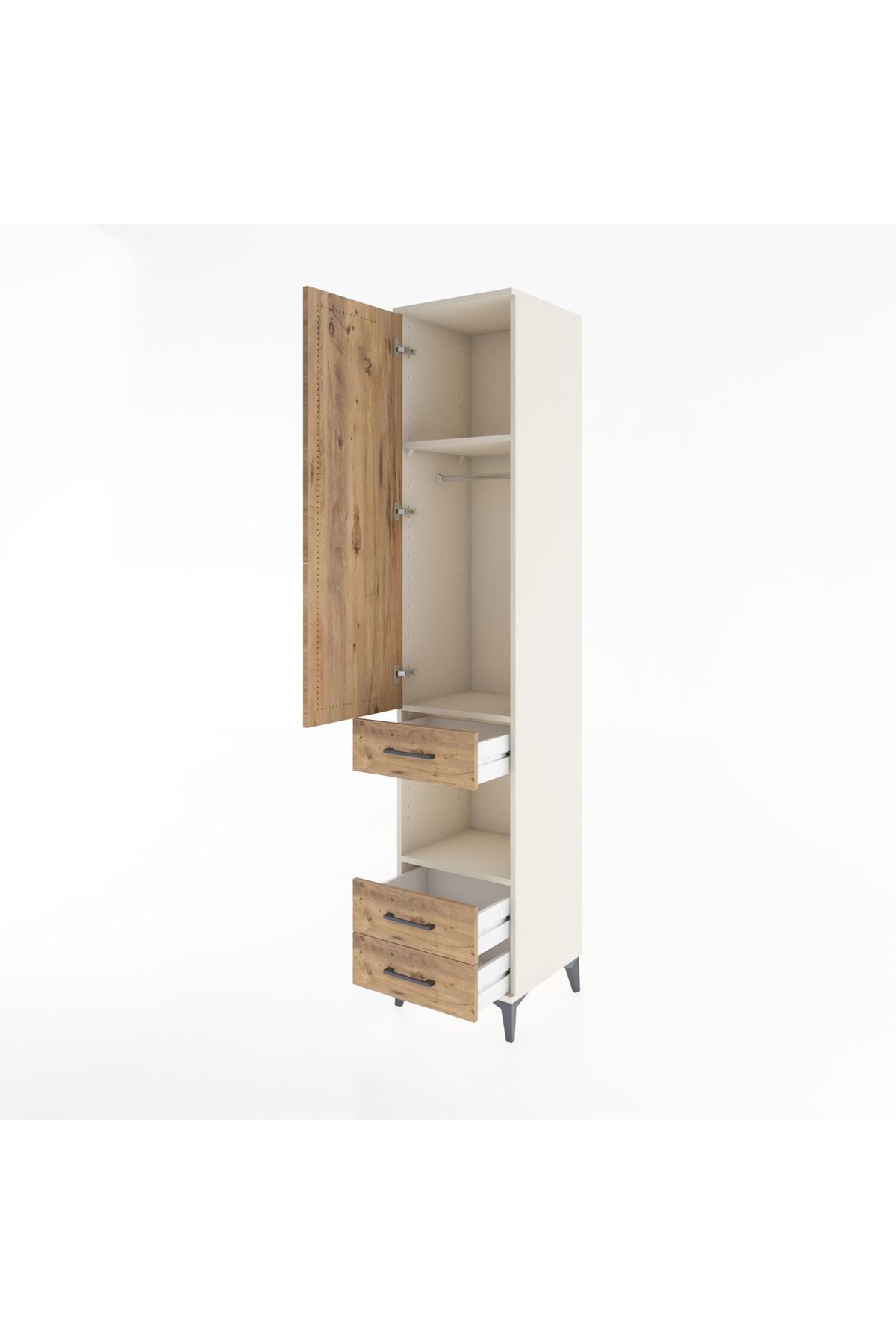 Hyperion Dolap 3 Raflı 3 Çekmeceli Tek Askılı 44x44x221 Aytaşı-Çam