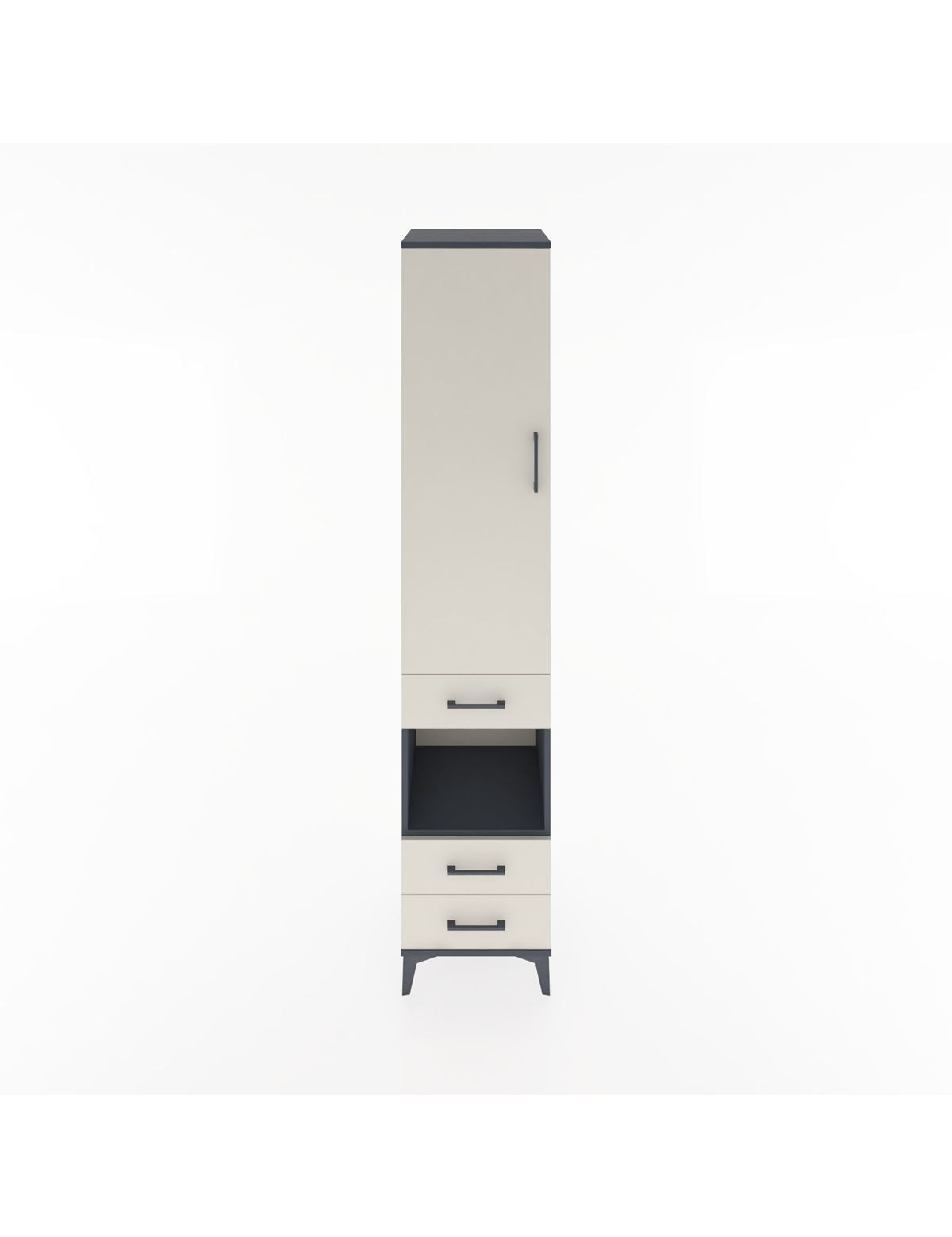 Hyperion Dolap 3 Raflı 3 Çekmeceli Tek Askılı 44x44x221 Antrasit-Aytaşı