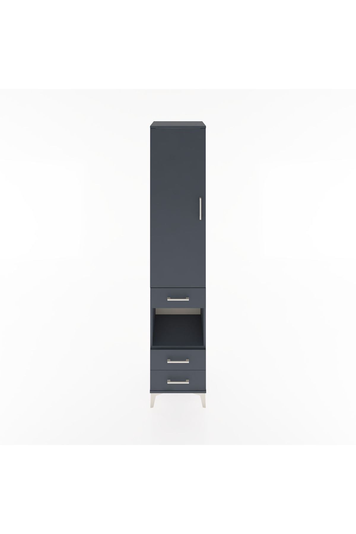 Hyperion Dolap 3 Raflı 3 Çekmeceli Tek Askılı 44x44x221 Antrasit-Antrasit