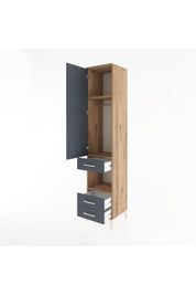 Hyperion Dolap 3 Raflı 3 Çekmeceli Tek Askılı 44x44x221 Çam-Antrasit