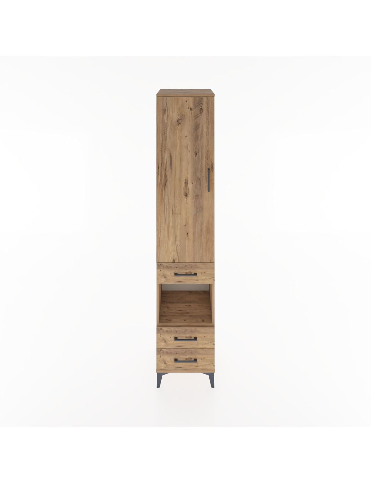 Hyperion Dolap 3 Raflı 3 Çekmeceli Tek Askılı 44x44x221 Çam-Çam