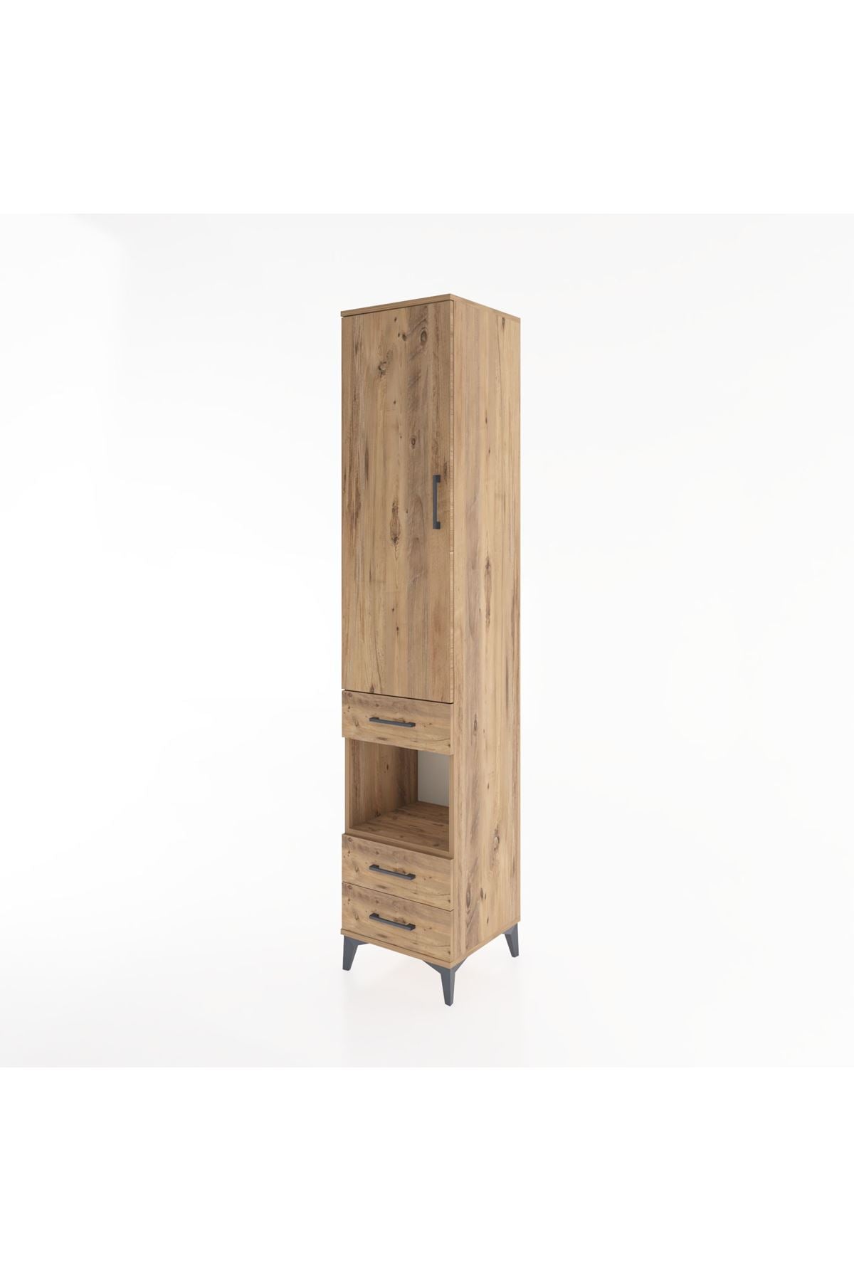 Hyperion Dolap 3 Raflı 3 Çekmeceli Tek Askılı 44x44x221 Çam-Çam