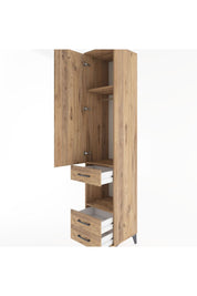 Hyperion Dolap 3 Raflı 3 Çekmeceli Tek Askılı 44x44x221 Çam-Çam