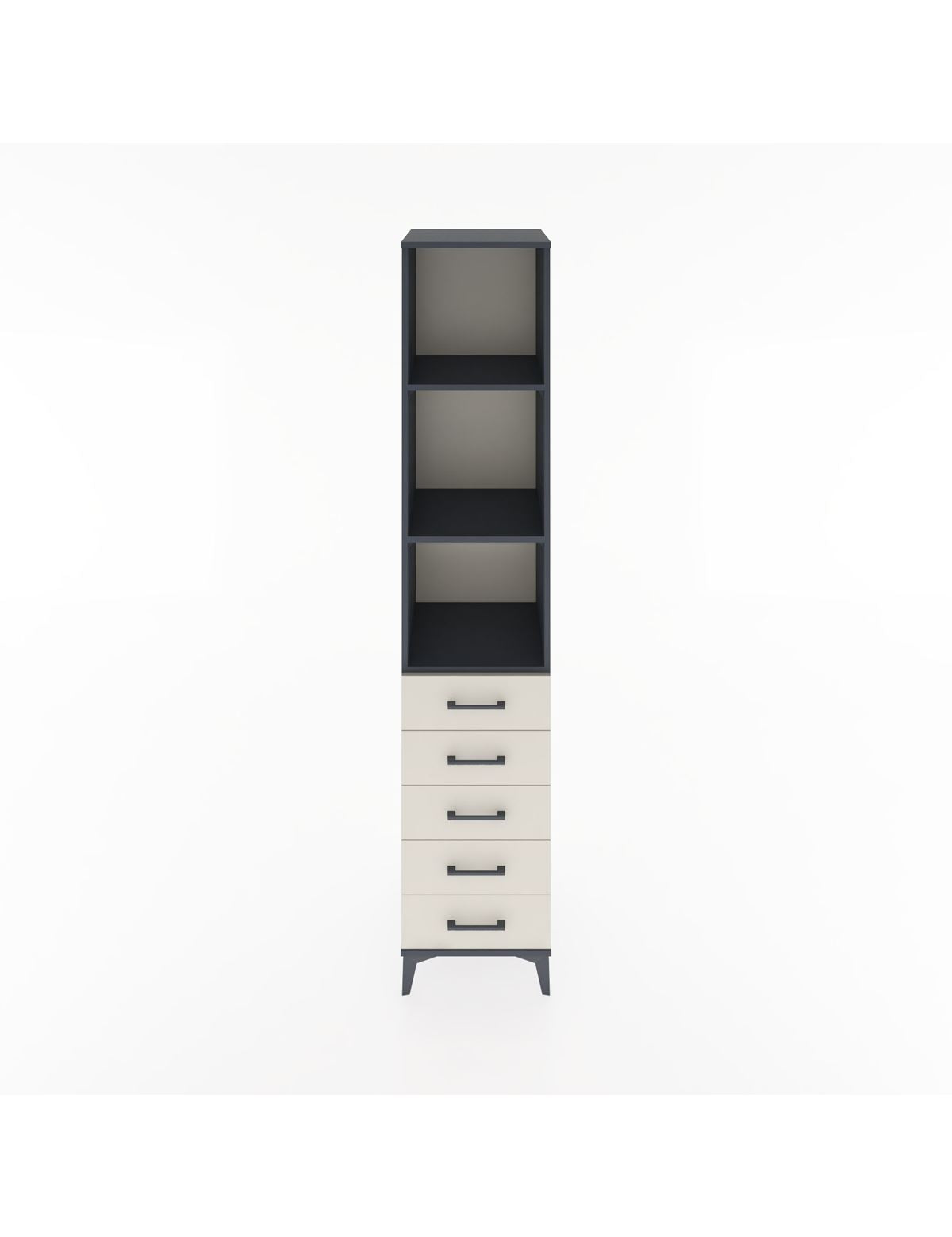 Hyperion Dolap 3 Raflı 5 Çekmeceli 44x44x221 Antrasit-Aytaşı