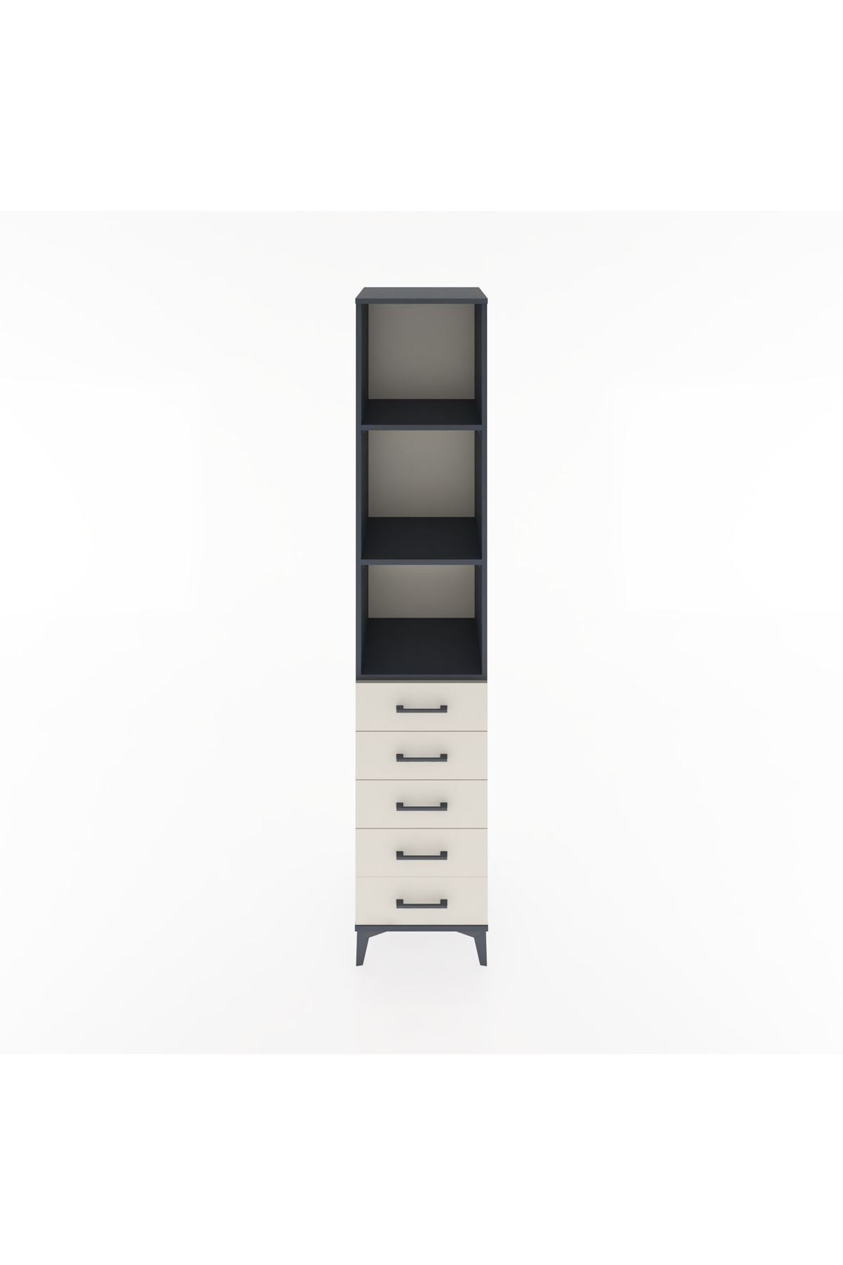 Hyperion Dolap 3 Raflı 5 Çekmeceli 44x44x221 Antrasit-Aytaşı