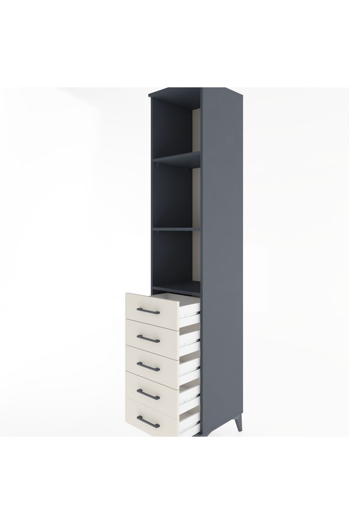 Hyperion Dolap 3 Raflı 5 Çekmeceli 44x44x221 Antrasit-Aytaşı