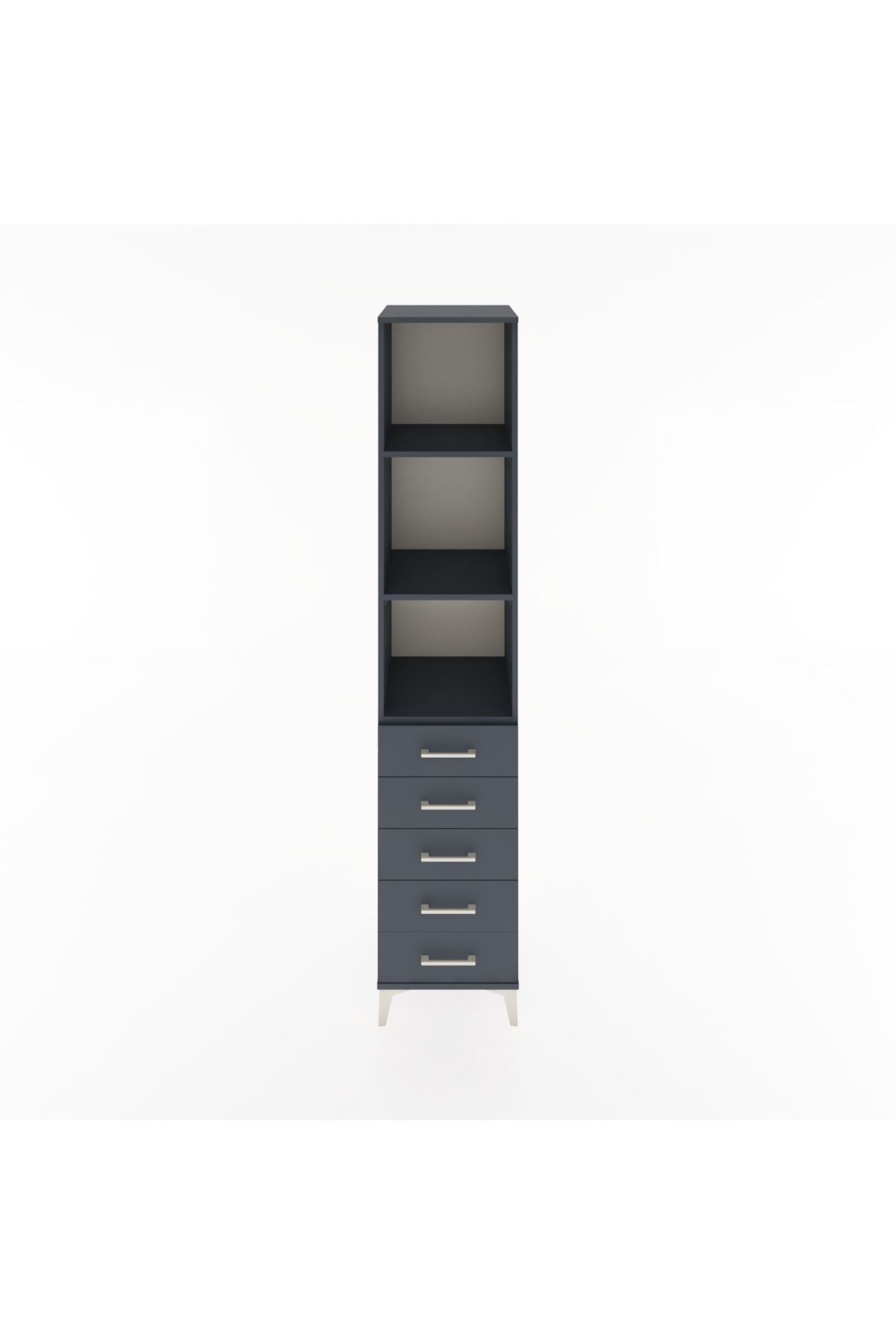 Hyperion Dolap 3 Raflı 5 Çekmeceli 44x44x221 Antrasit-Antrasit