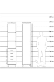 Hyperion Dolap 3 Raflı 5 Çekmeceli 44x44x221 Antrasit-Aytaşı
