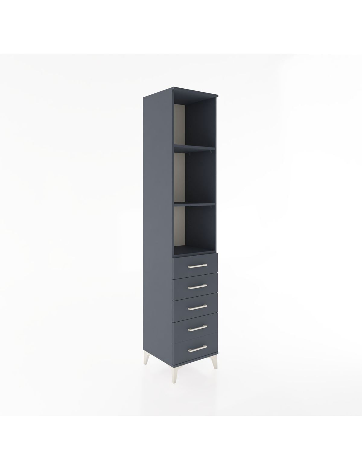 Hyperion Dolap 3 Raflı 5 Çekmeceli 44x44x221 Antrasit-Antrasit