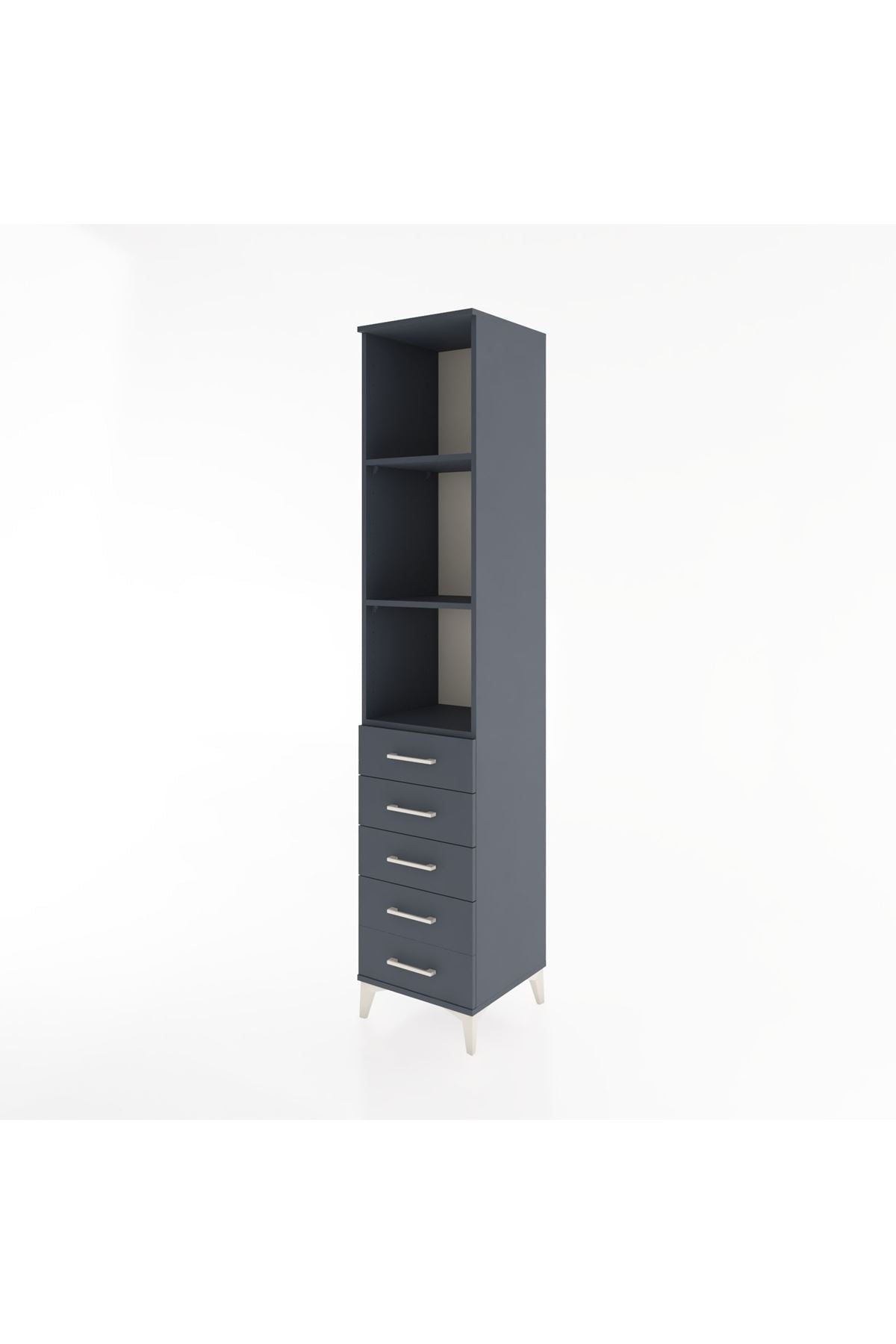 Hyperion Dolap 3 Raflı 5 Çekmeceli 44x44x221 Antrasit-Antrasit