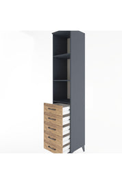 Hyperion Dolap 3 Raflı 5 Çekmeceli 44x44x221 Antrasit-Çam