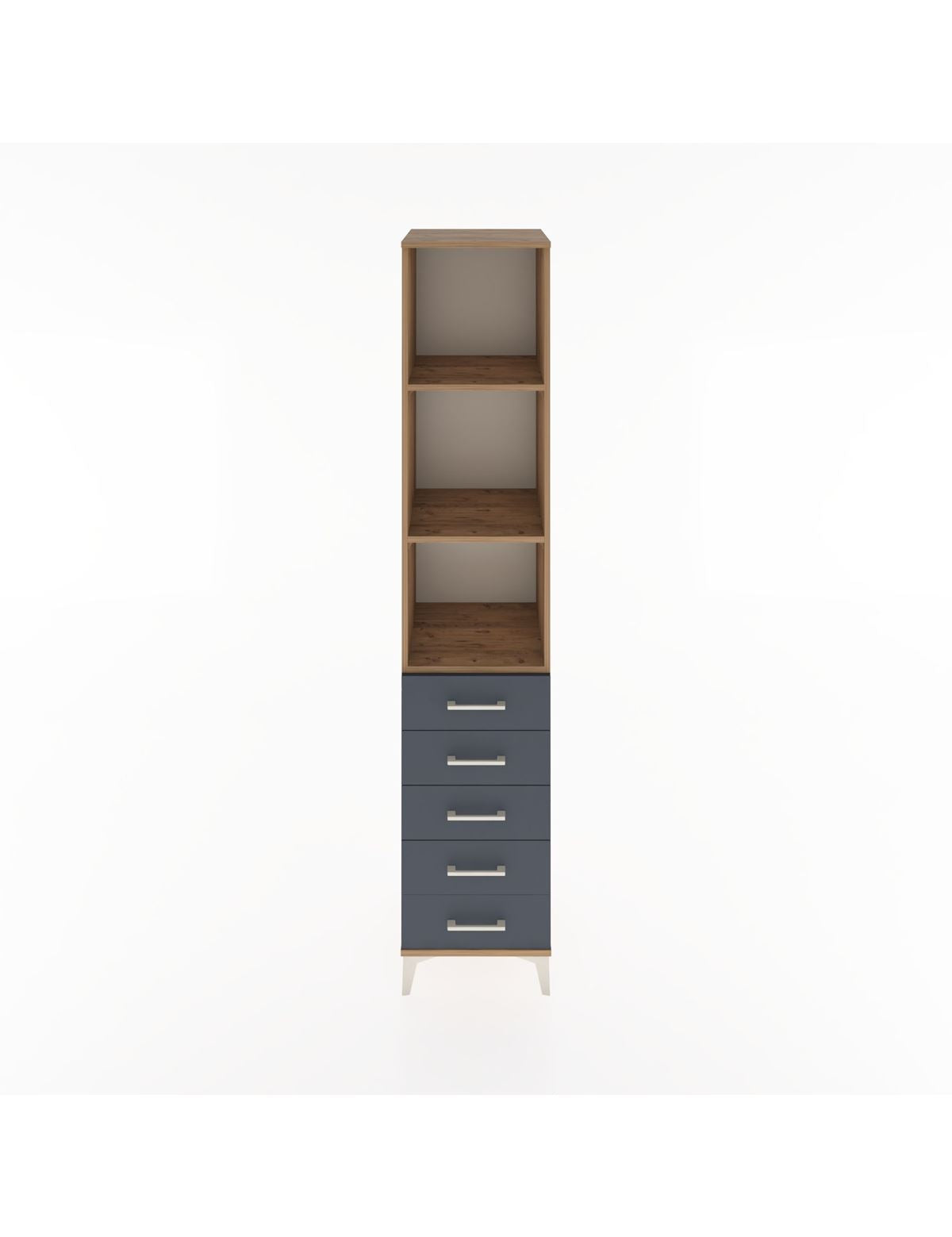 Hyperion Dolap 3 Raflı 5 Çekmeceli 44x44x221 Çam-Antrasit