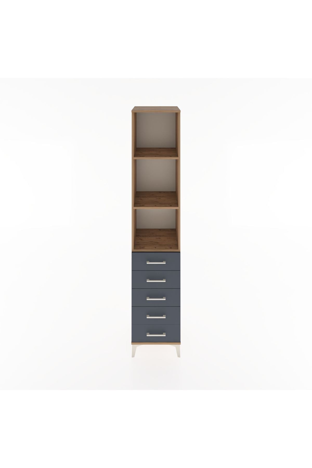 Hyperion Dolap 3 Raflı 5 Çekmeceli 44x44x221 Çam-Antrasit