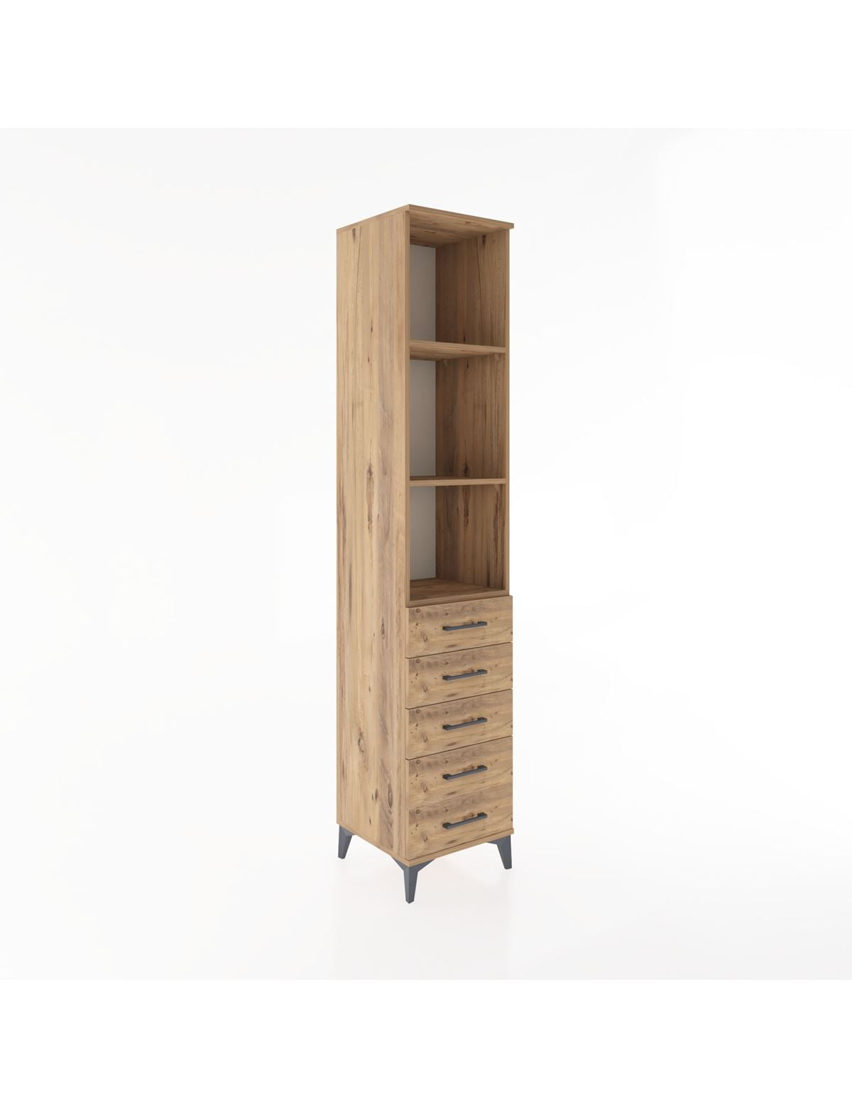 Hyperion Dolap 3 Raflı 5 Çekmeceli 44x44x221 Çam-Çam