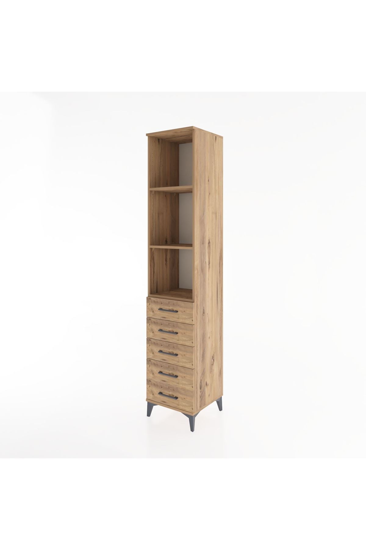 Hyperion Dolap 3 Raflı 5 Çekmeceli 44x44x221 Çam-Çam