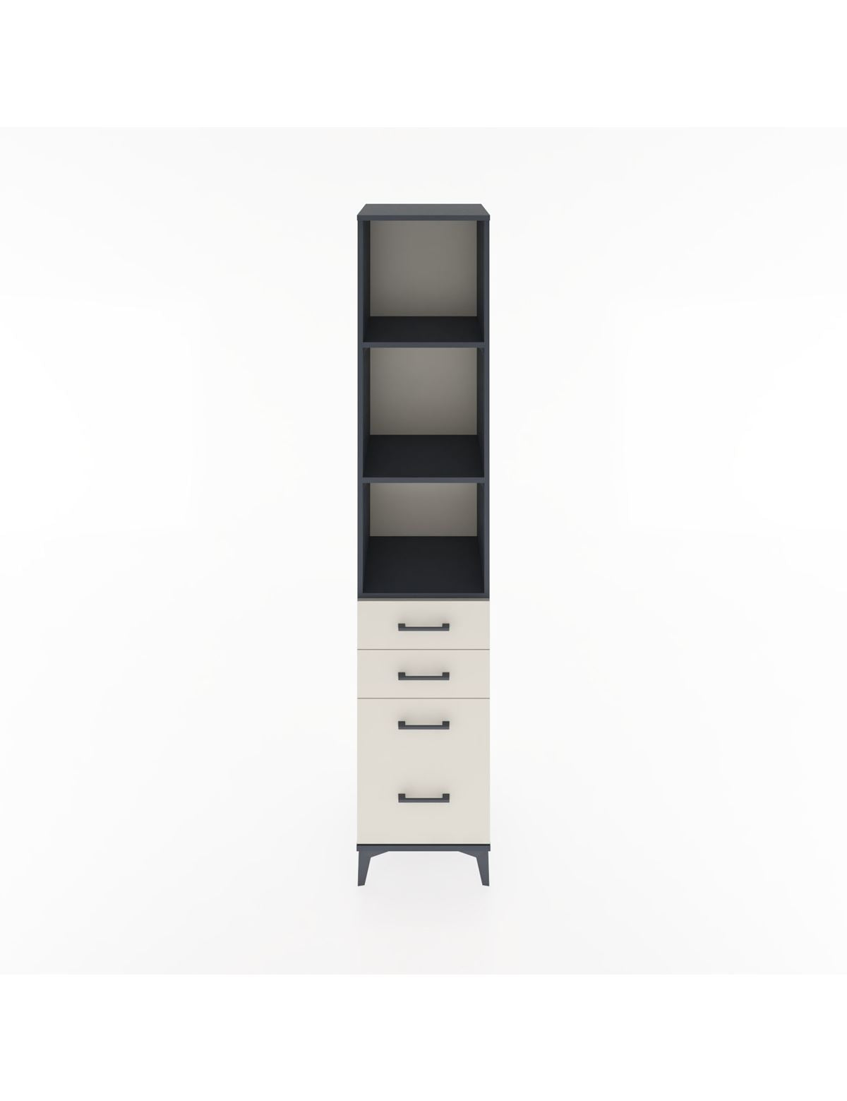 Hyperion Dolap 3 Raflı 4 Çekmeceli 44x44x221 Antrasit-Aytaşı