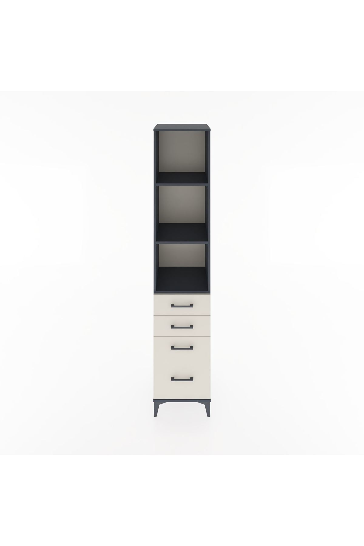 Hyperion Dolap 3 Raflı 4 Çekmeceli 44x44x221 Antrasit-Aytaşı