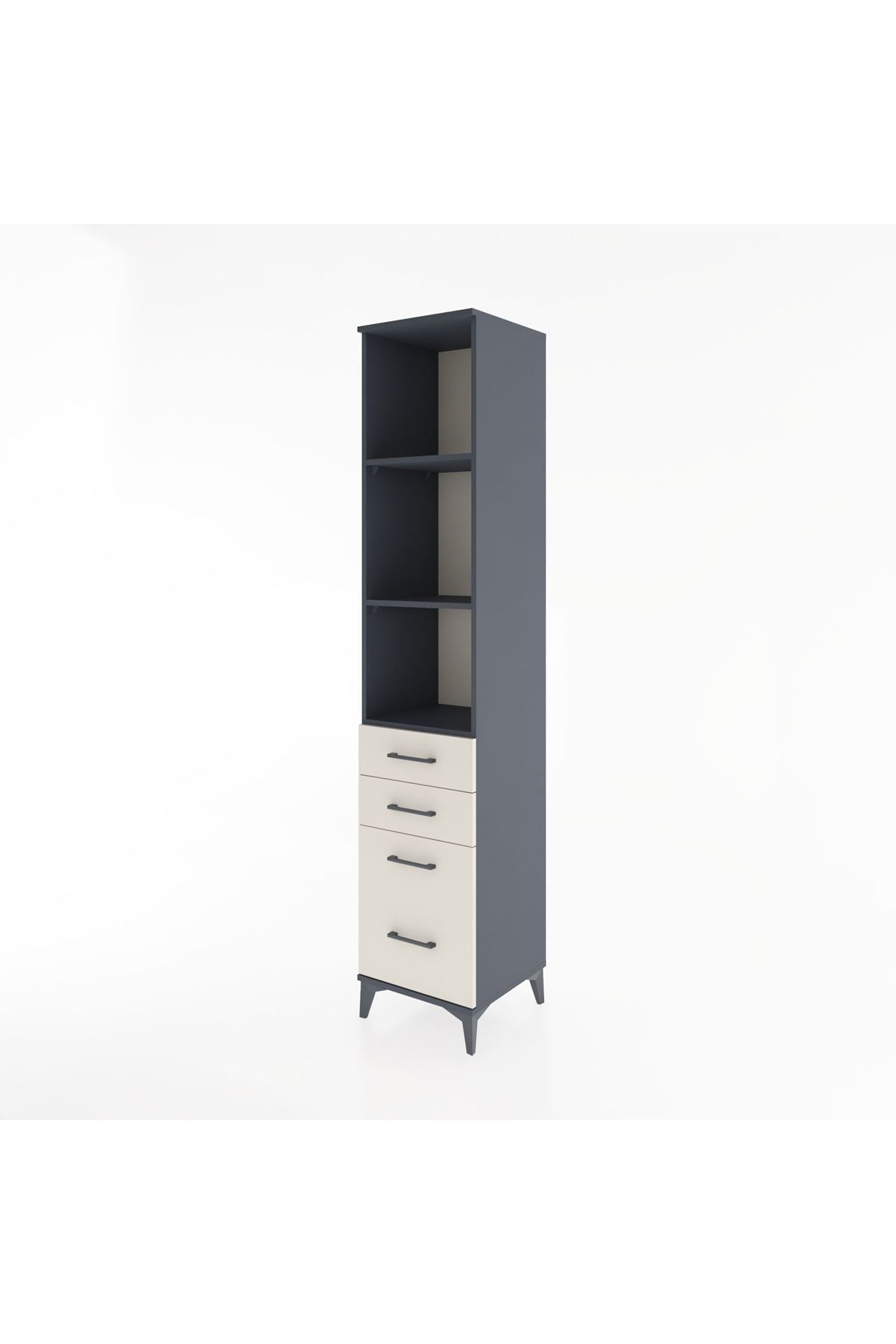 Hyperion Dolap 3 Raflı 4 Çekmeceli 44x44x221 Antrasit-Aytaşı