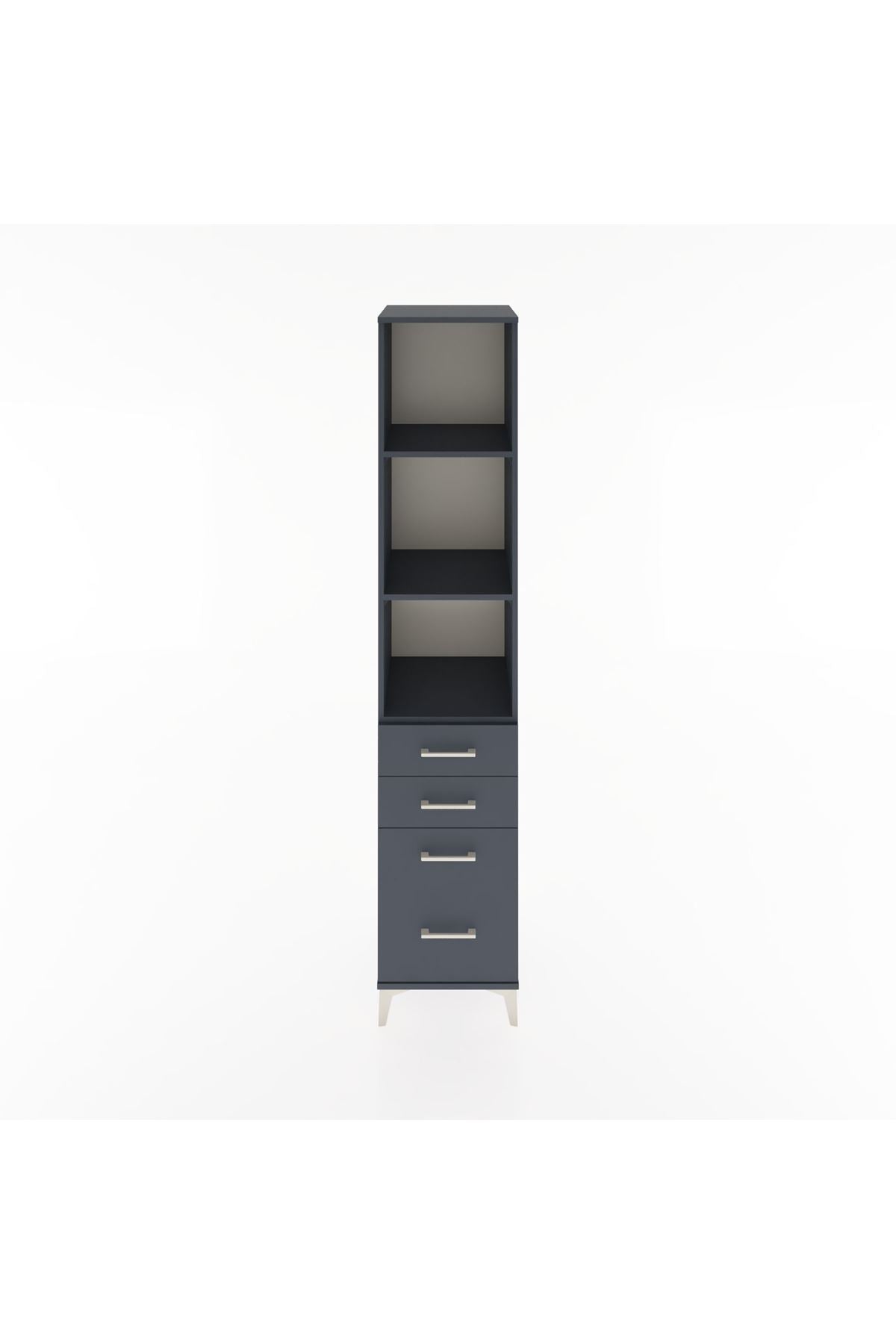 Hyperion Dolap 3 Raflı 4 Çekmeceli 44x44x221 Antrasit-Antrasit