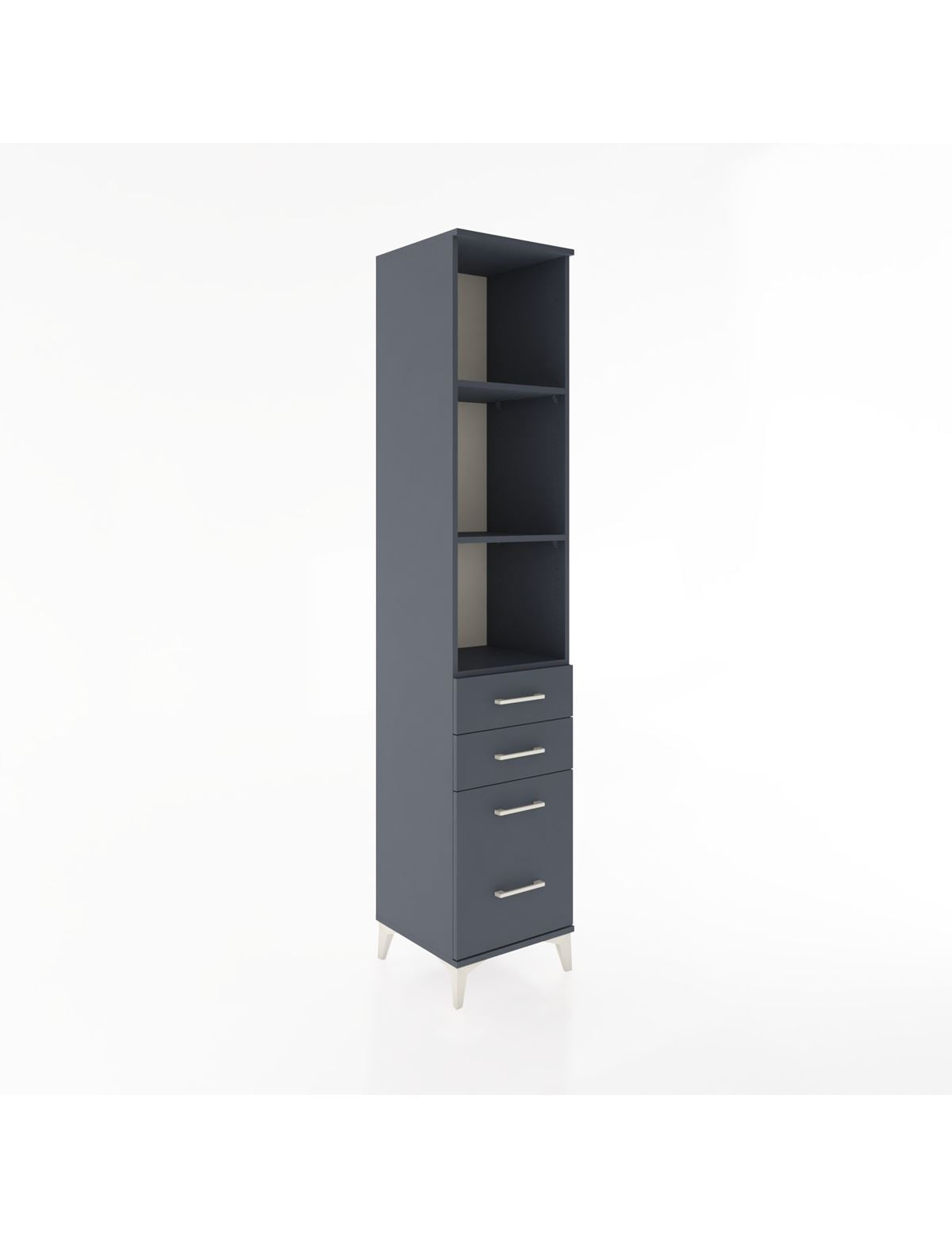 Hyperion Dolap 3 Raflı 4 Çekmeceli 44x44x221 Antrasit-Antrasit