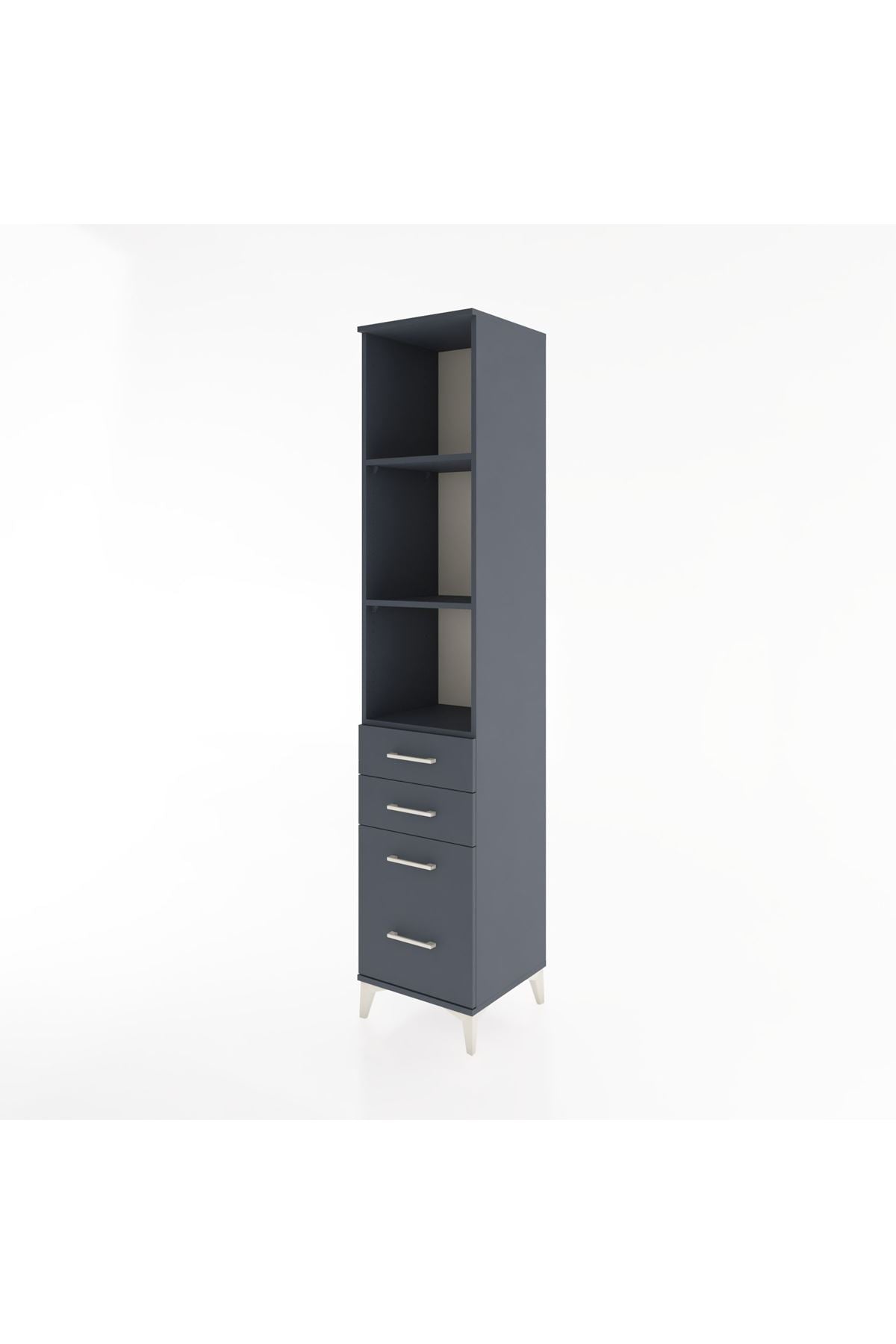 Hyperion Dolap 3 Raflı 4 Çekmeceli 44x44x221 Antrasit-Antrasit