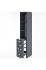 Hyperion Dolap 3 Raflı 4 Çekmeceli 44x44x221 Antrasit-Antrasit