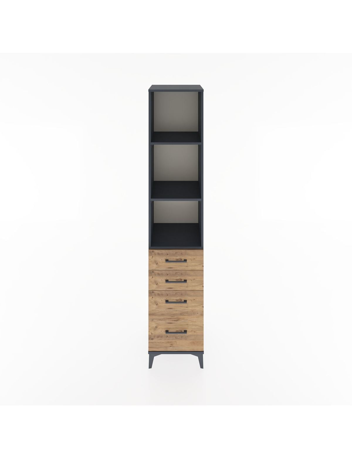 Hyperion Dolap 3 Raflı 4 Çekmeceli 44x44x221 Antrasit-Çam