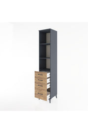 Hyperion Dolap 3 Raflı 4 Çekmeceli 44x44x221 Antrasit-Çam