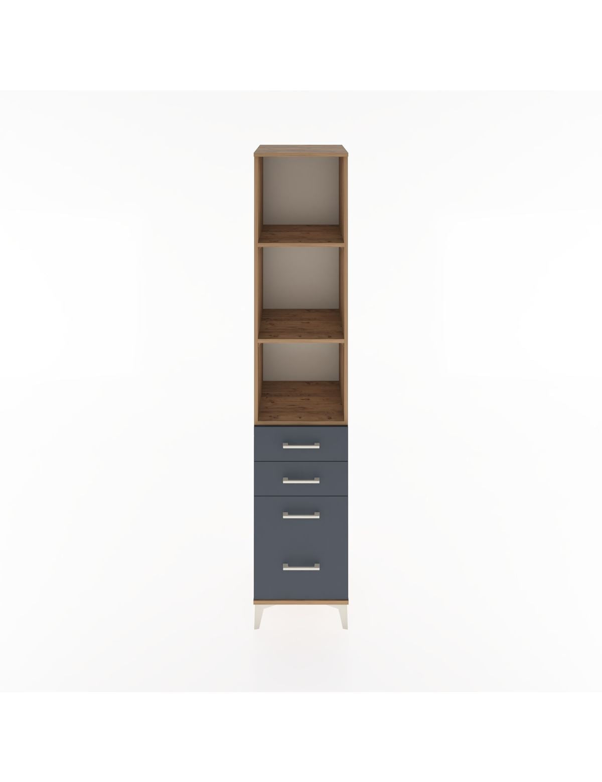 Hyperion Dolap 3 Raflı 4 Çekmeceli 44x44x221 Çam-Antrasit