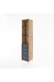 Hyperion Dolap 3 Raflı 4 Çekmeceli 44x44x221 Çam-Antrasit